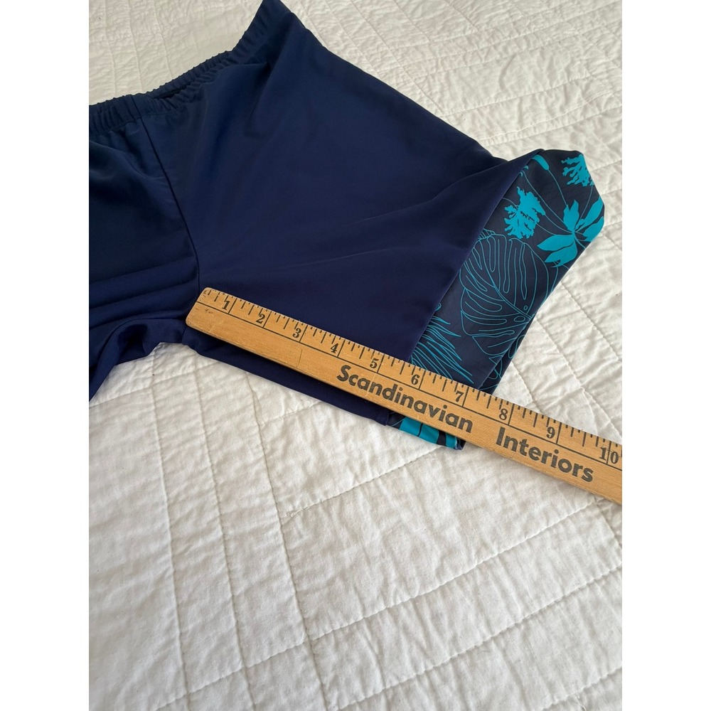 Two Piece Tropical Rash Guard and Swim Shorts Set Navy Teal Floral XL - Picture 13 of 15
